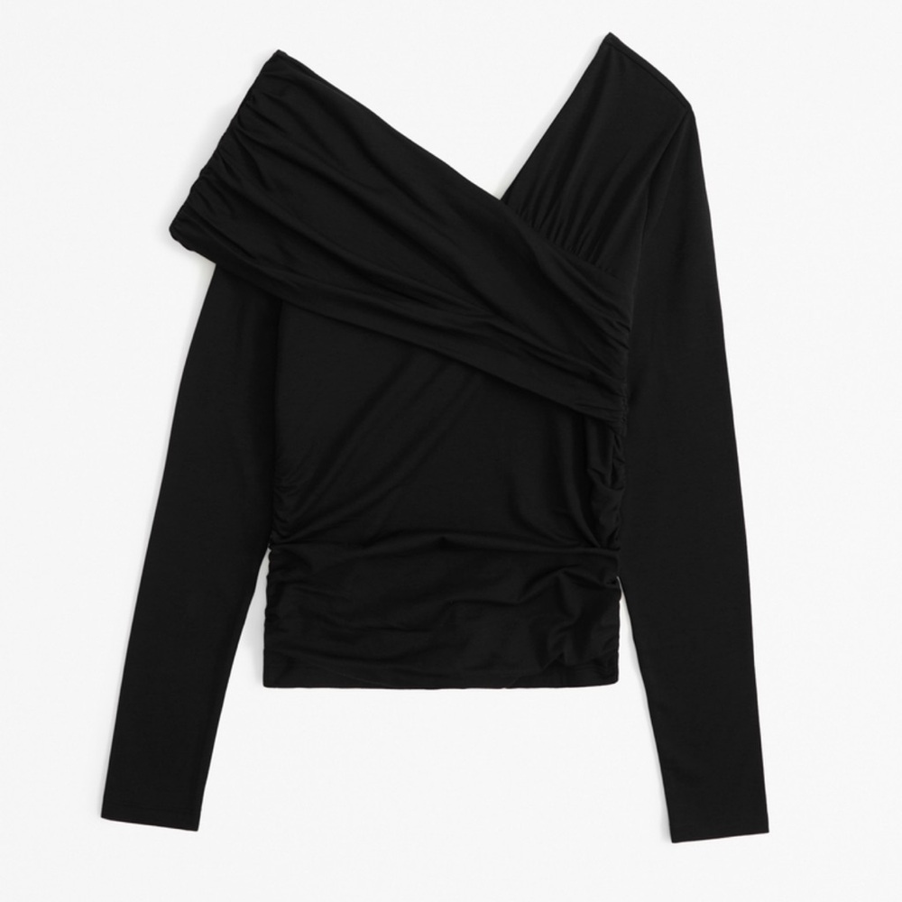 Abercrombie Long-Sleeve Off-The-Shoulder Draped Wrap Top